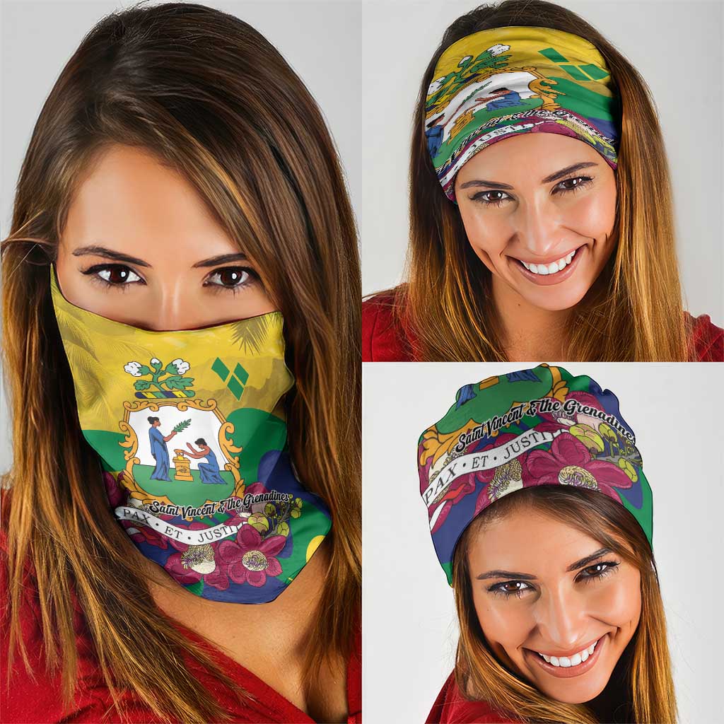 Saint Vincent and the Grenadines Neck Gaiter Cannonball Flower Tropical Style - Wonder Print Shop