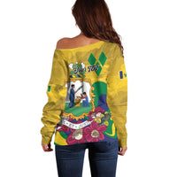 Personalized Saint Vincent and the Grenadines Off Shoulder Sweater Cannonball Flower Tropical Style - Wonder Print Shop
