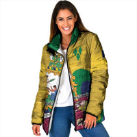 Personalized Saint Vincent and the Grenadines Padded Jacket Cannonball Flower Tropical Style - Wonder Print Shop