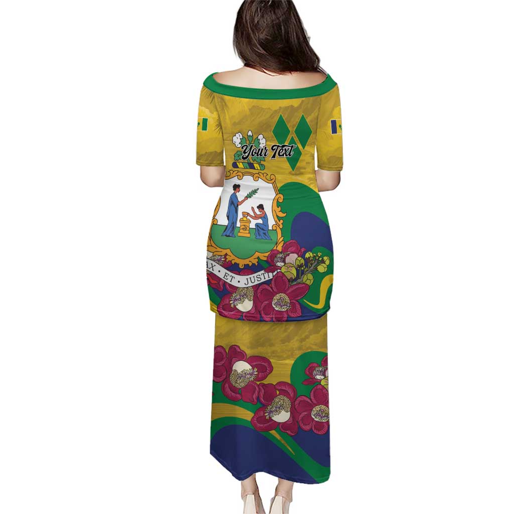 Personalized Saint Vincent and the Grenadines Puletasi Cannonball Flower Tropical Style - Wonder Print Shop