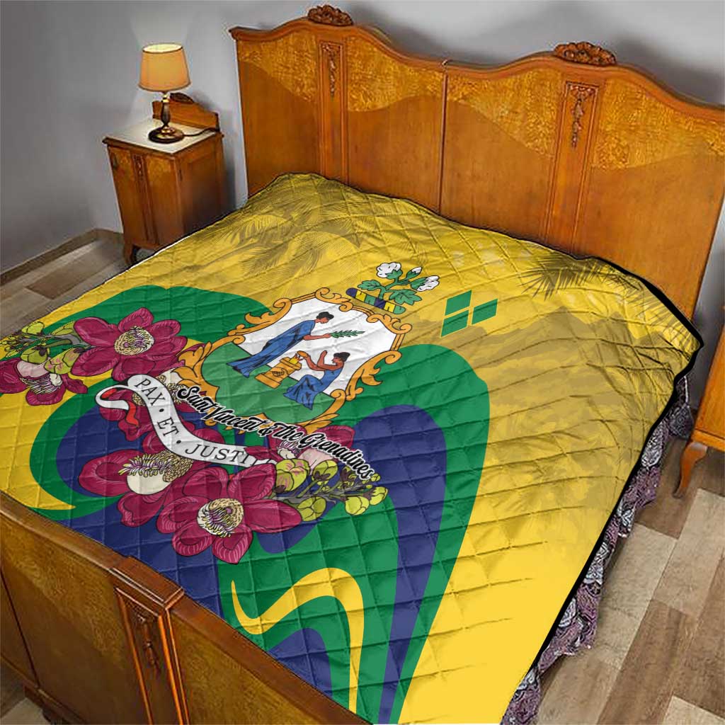 Saint Vincent and the Grenadines Quilt Cannonball Flower Tropical Style - Wonder Print Shop