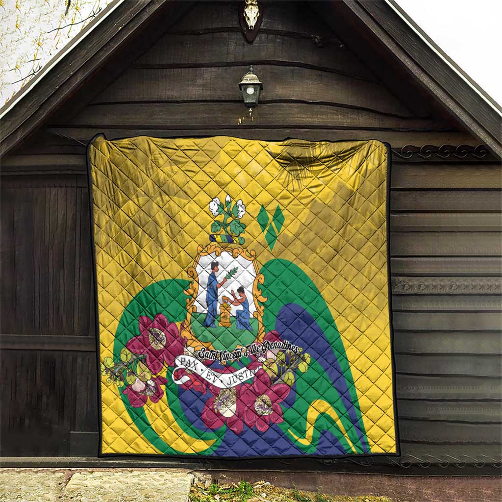 Saint Vincent and the Grenadines Quilt Cannonball Flower Tropical Style - Wonder Print Shop