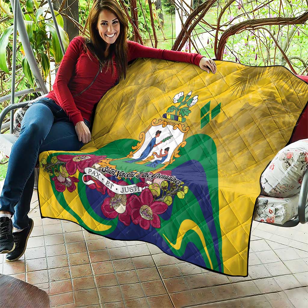 Saint Vincent and the Grenadines Quilt Cannonball Flower Tropical Style - Wonder Print Shop