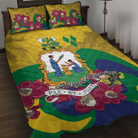 Saint Vincent and the Grenadines Quilt Bed Set Cannonball Flower Tropical Style - Wonder Print Shop