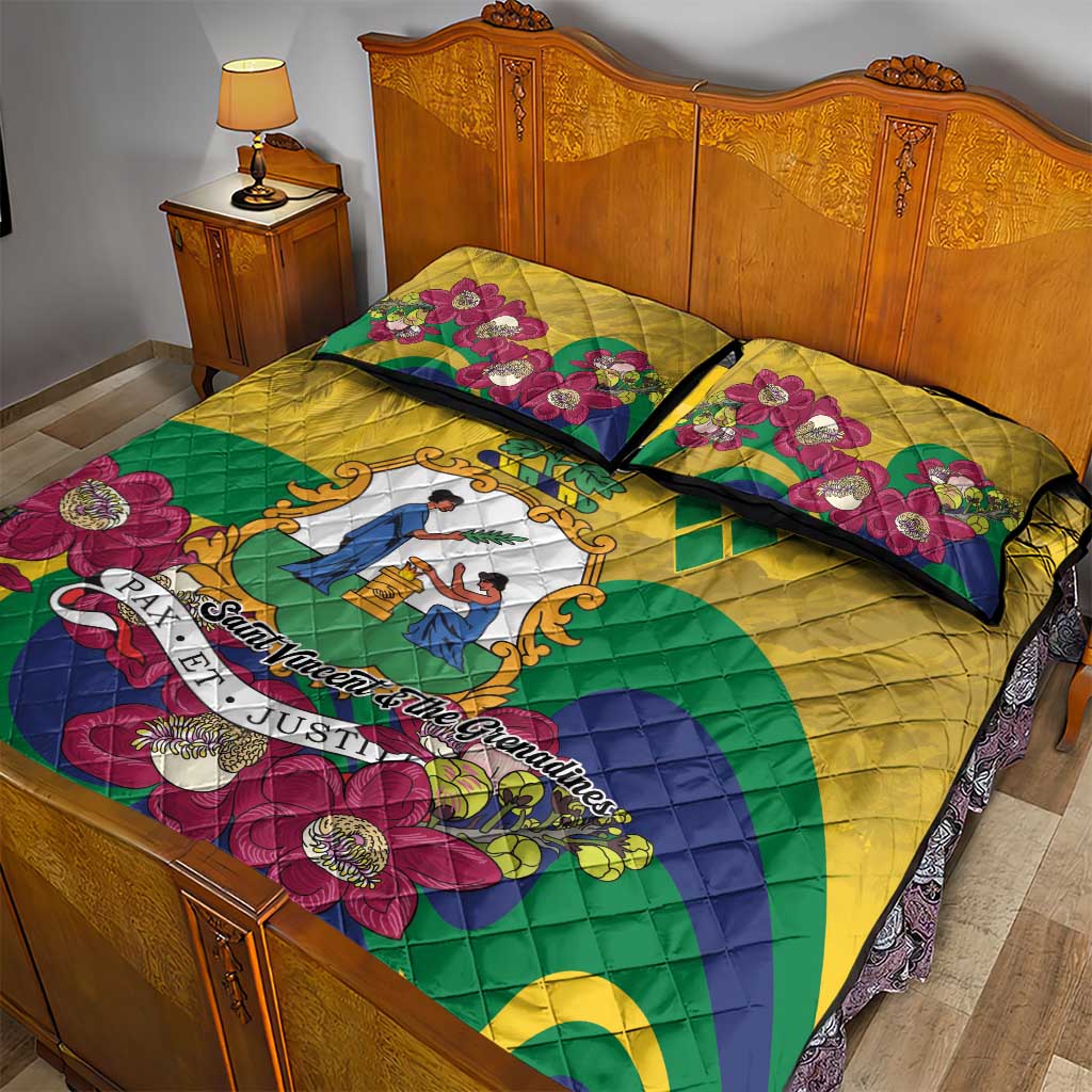 Saint Vincent and the Grenadines Quilt Bed Set Cannonball Flower Tropical Style - Wonder Print Shop