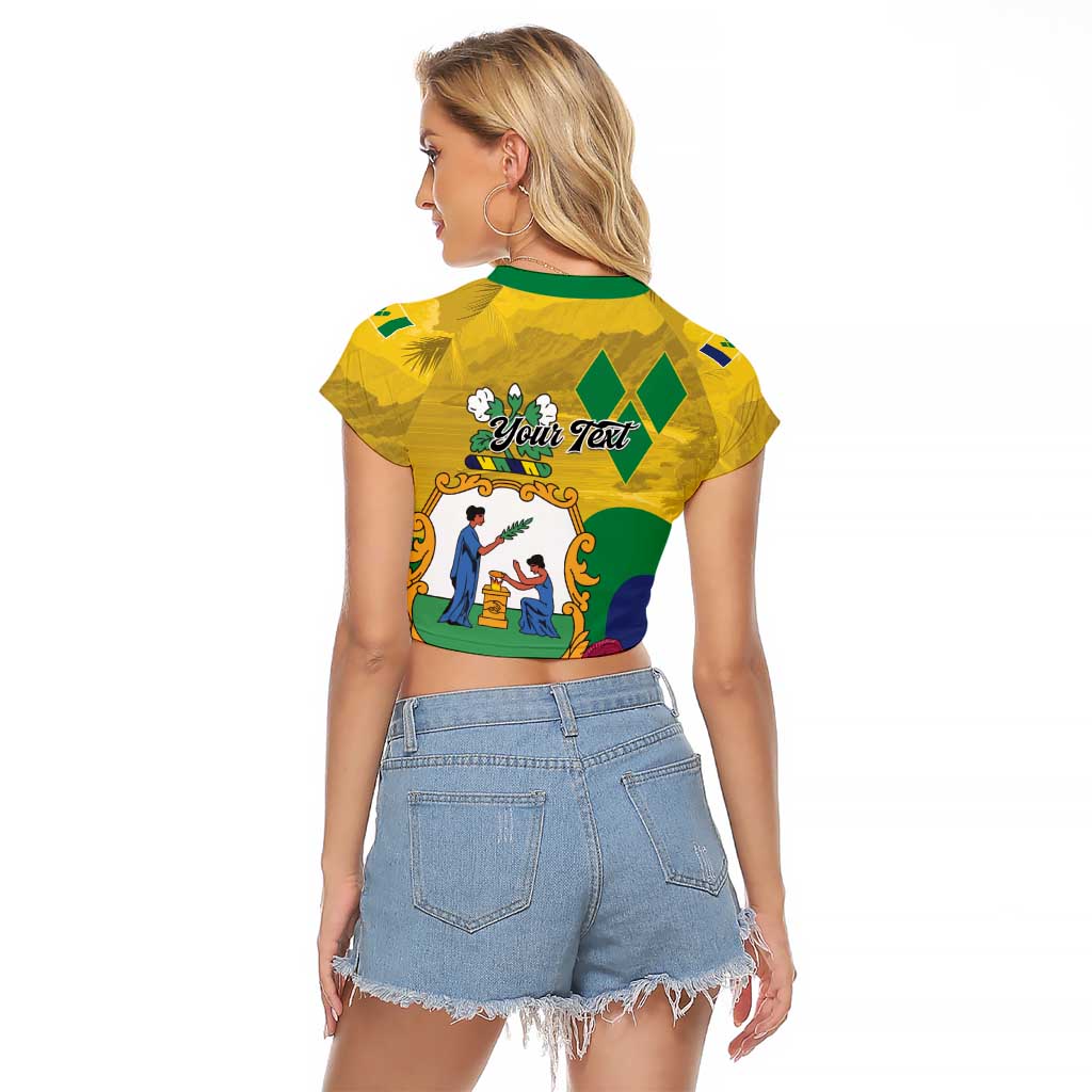 Personalized Saint Vincent and the Grenadines Raglan Cropped T Shirt Cannonball Flower Tropical Style - Wonder Print Shop