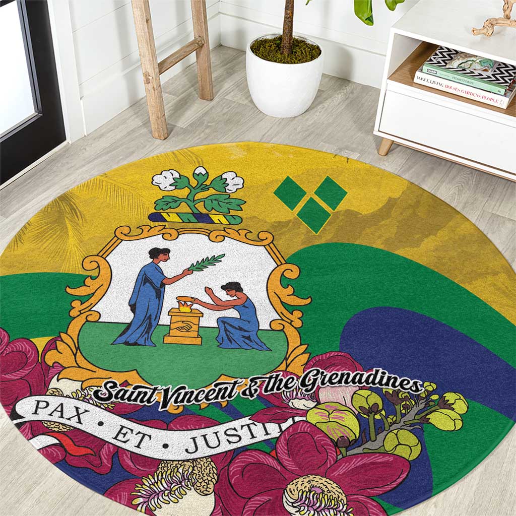 Saint Vincent and the Grenadines Round Carpet Cannonball Flower Tropical Style - Wonder Print Shop