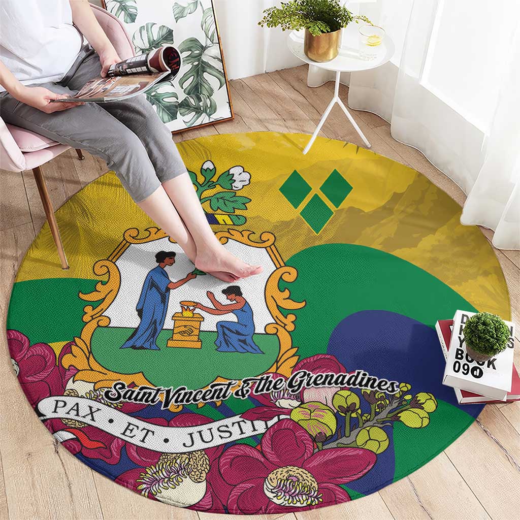 Saint Vincent and the Grenadines Round Carpet Cannonball Flower Tropical Style - Wonder Print Shop