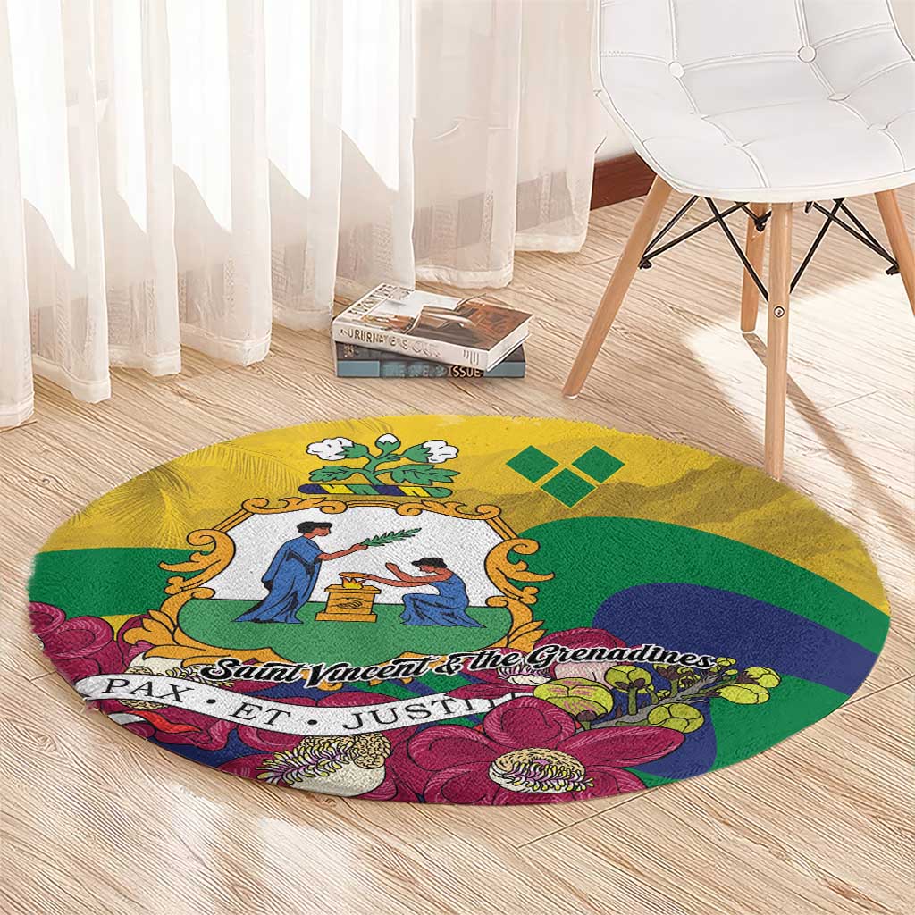 Saint Vincent and the Grenadines Round Carpet Cannonball Flower Tropical Style - Wonder Print Shop