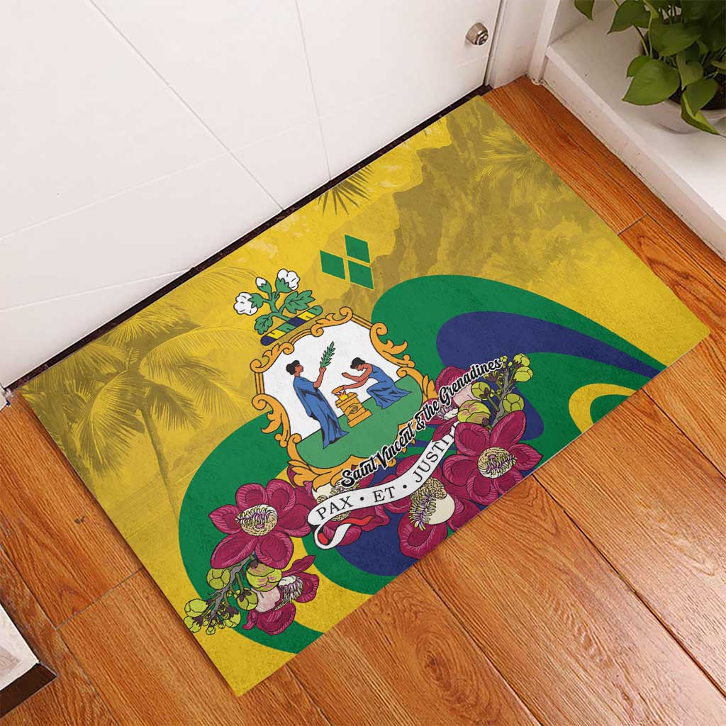 Saint Vincent and the Grenadines Rubber Doormat Cannonball Flower Tropical Style - Wonder Print Shop