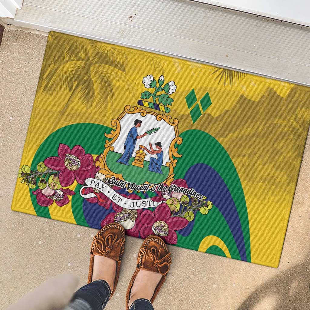 Saint Vincent and the Grenadines Rubber Doormat Cannonball Flower Tropical Style - Wonder Print Shop