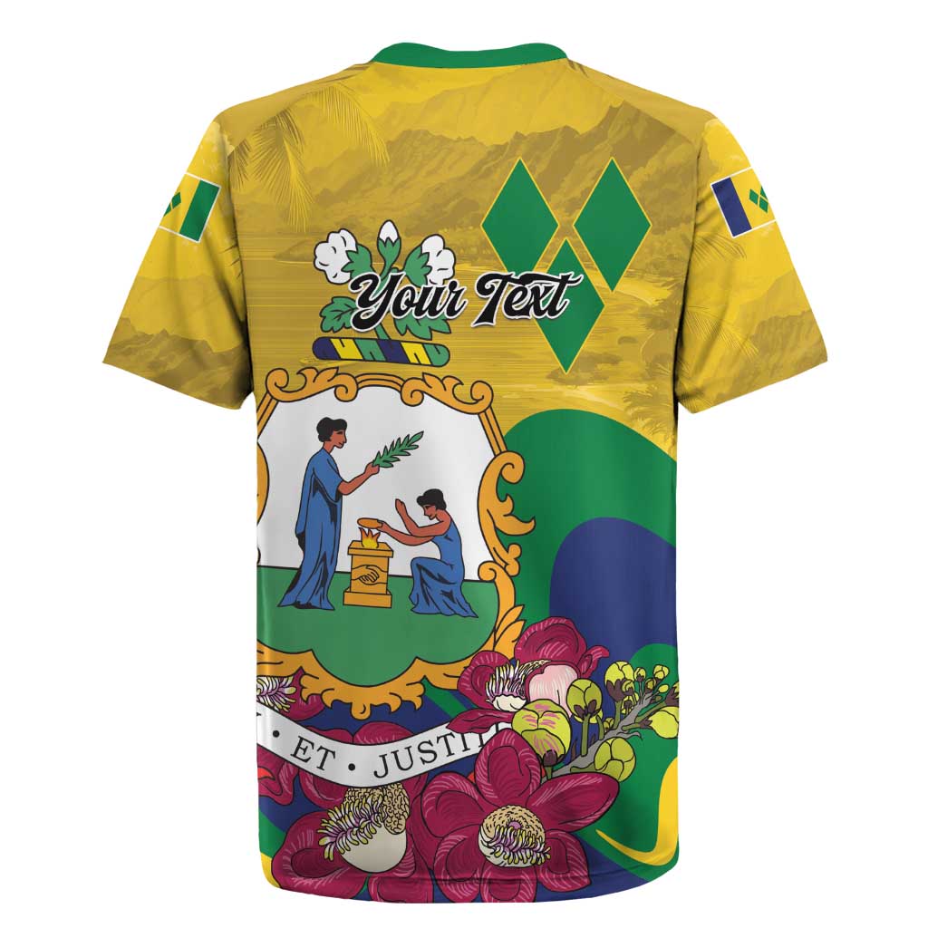 Personalized Saint Vincent and the Grenadines Rugby Jersey Cannonball Flower Tropical Style - Wonder Print Shop