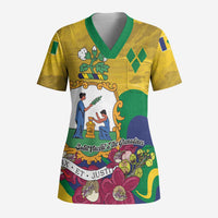 Personalized Saint Vincent and the Grenadines Scrub Top Cannonball Flower Tropical Style - Wonder Print Shop