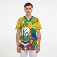 Personalized Saint Vincent and the Grenadines Scrub Top Cannonball Flower Tropical Style - Wonder Print Shop