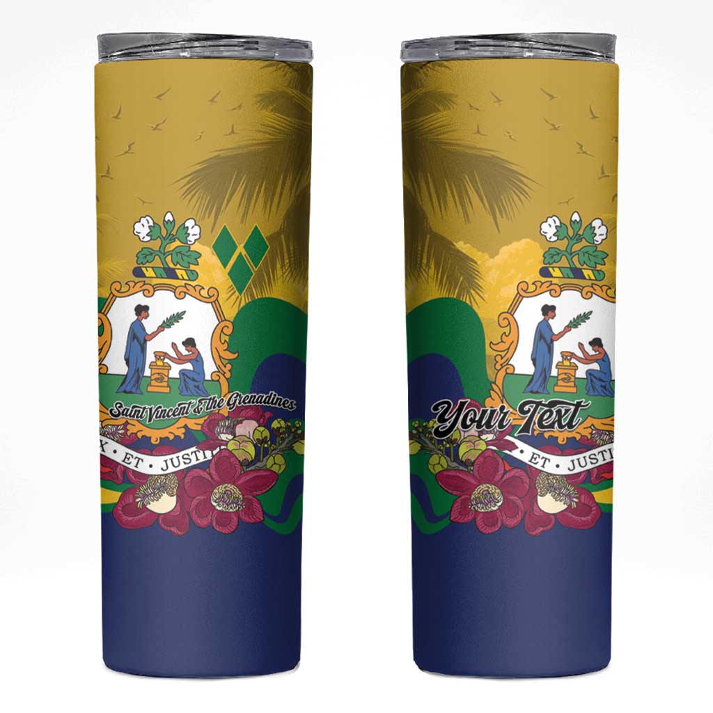 Personalized Saint Vincent and the Grenadines Skinny Tumbler Cannonball Flower Tropical Style - Wonder Print Shop