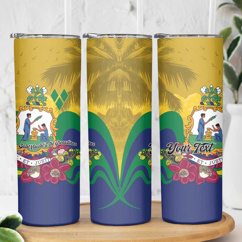 Personalized Saint Vincent and the Grenadines Skinny Tumbler Cannonball Flower Tropical Style - Wonder Print Shop
