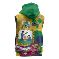 Personalized Saint Vincent and the Grenadines Sleeveless Hoodie Cannonball Flower Tropical Style - Wonder Print Shop