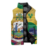 Personalized Saint Vincent and the Grenadines Sleeveless Puffer Jacket Cannonball Flower Tropical Style - Wonder Print Shop