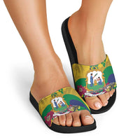 Saint Vincent and the Grenadines Slide Sandals Cannonball Flower Tropical Style - Wonder Print Shop