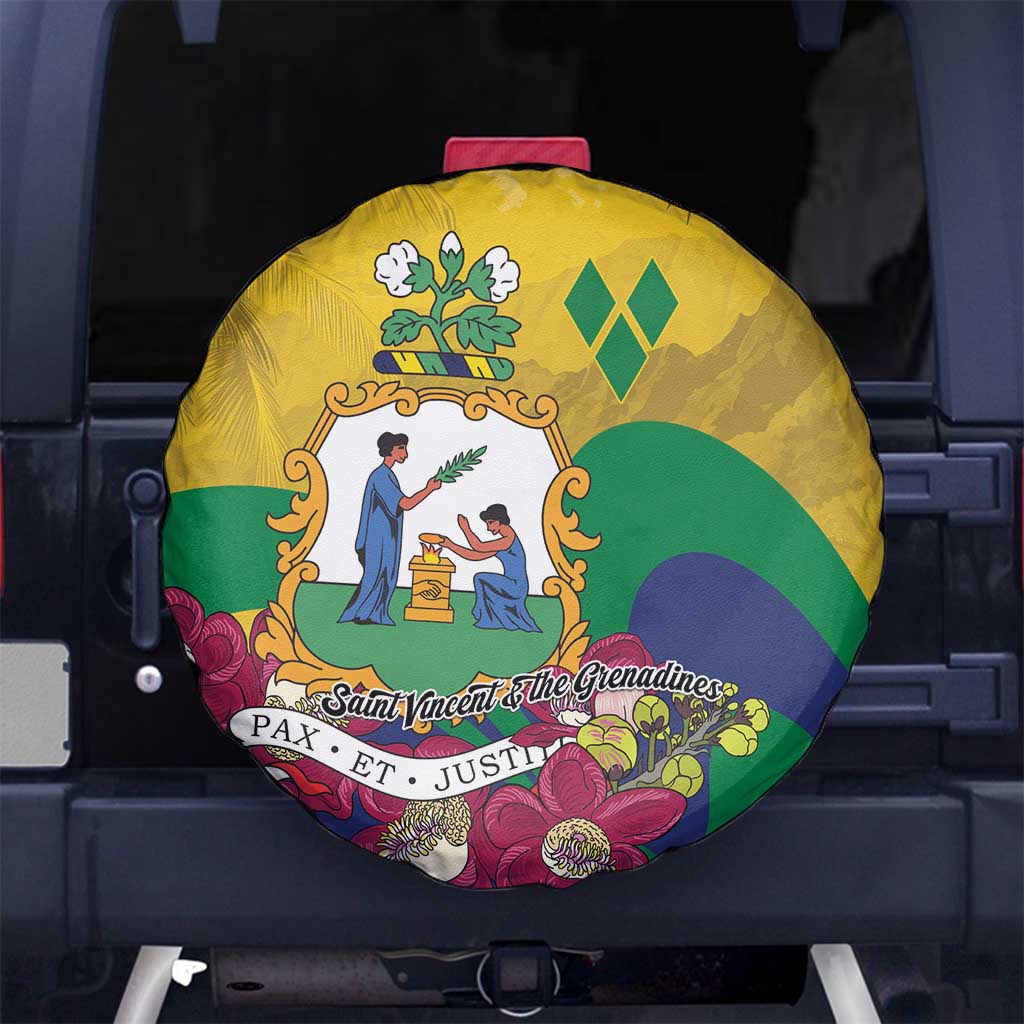 Saint Vincent and the Grenadines Spare Tire Cover Cannonball Flower Tropical Style - Wonder Print Shop