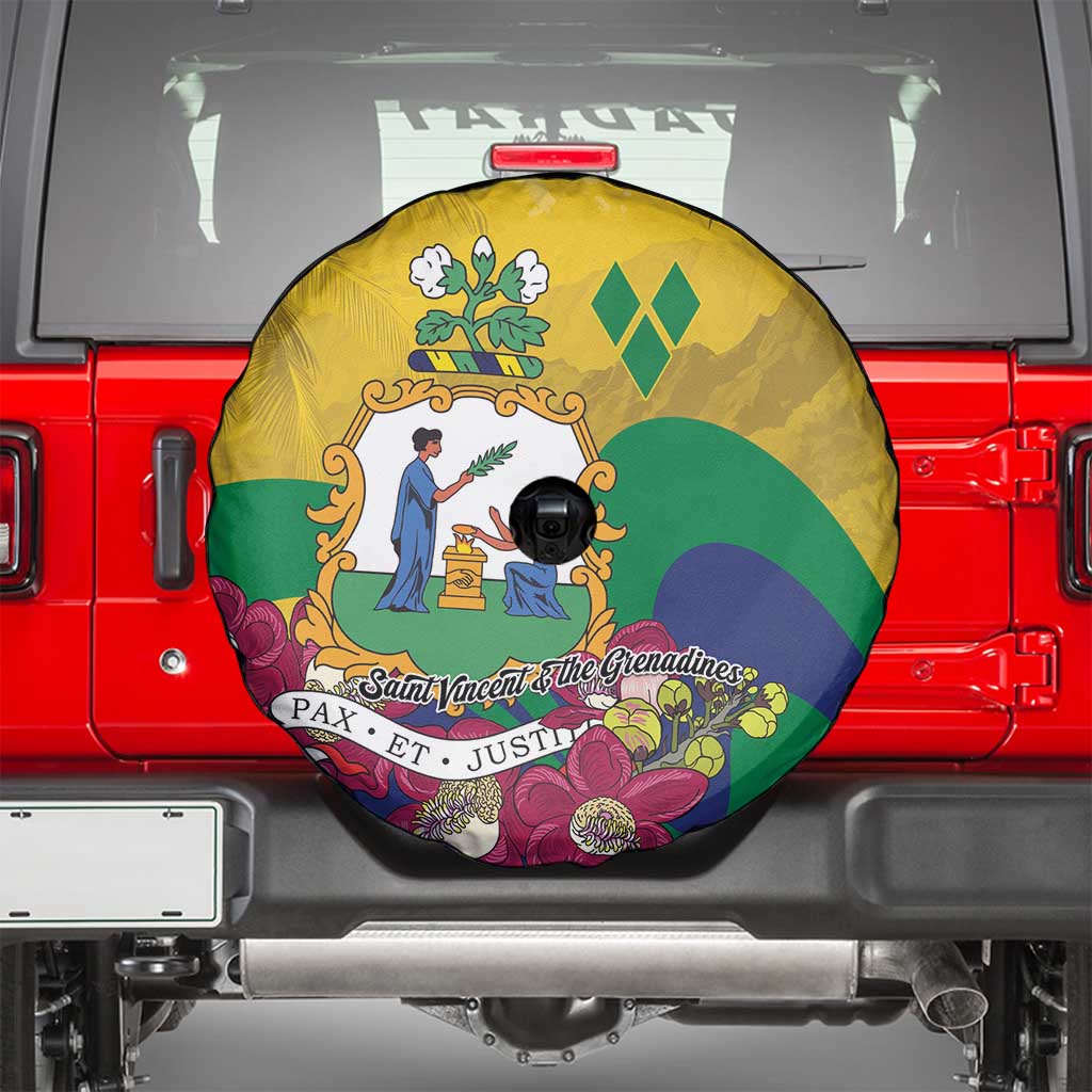 Saint Vincent and the Grenadines Spare Tire Cover Cannonball Flower Tropical Style - Wonder Print Shop