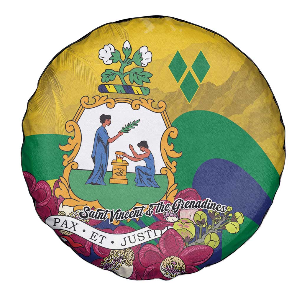Saint Vincent and the Grenadines Spare Tire Cover Cannonball Flower Tropical Style - Wonder Print Shop