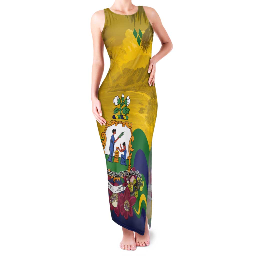 Personalized Saint Vincent and the Grenadines Tank Maxi Dress Cannonball Flower Tropical Style - Wonder Print Shop