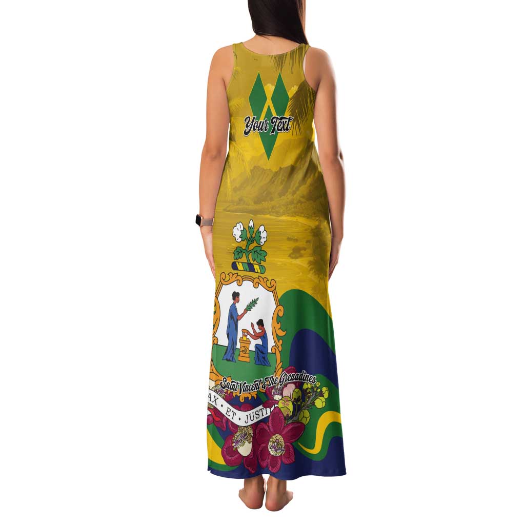 Personalized Saint Vincent and the Grenadines Tank Maxi Dress Cannonball Flower Tropical Style - Wonder Print Shop