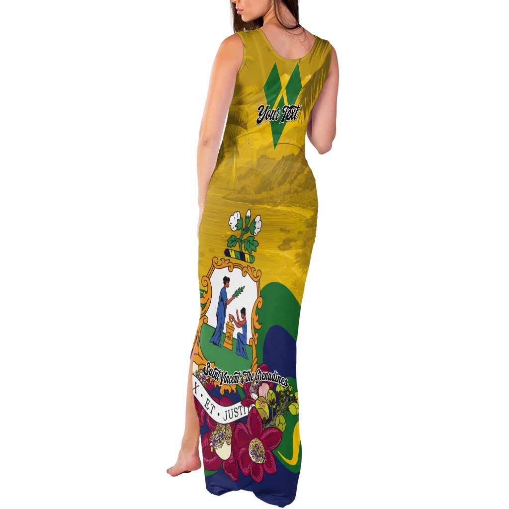 Personalized Saint Vincent and the Grenadines Tank Maxi Dress Cannonball Flower Tropical Style - Wonder Print Shop
