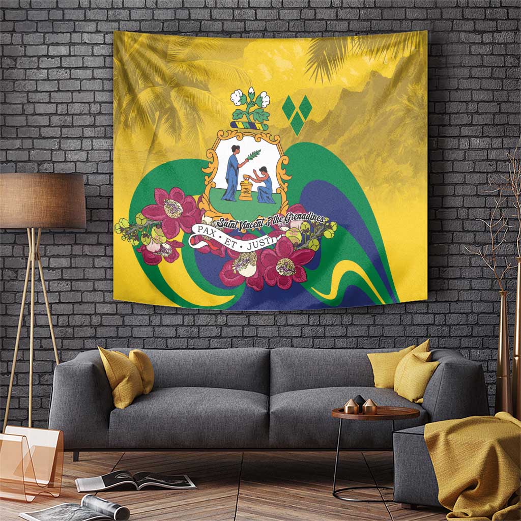 Saint Vincent and the Grenadines Tapestry Cannonball Flower Tropical Style - Wonder Print Shop