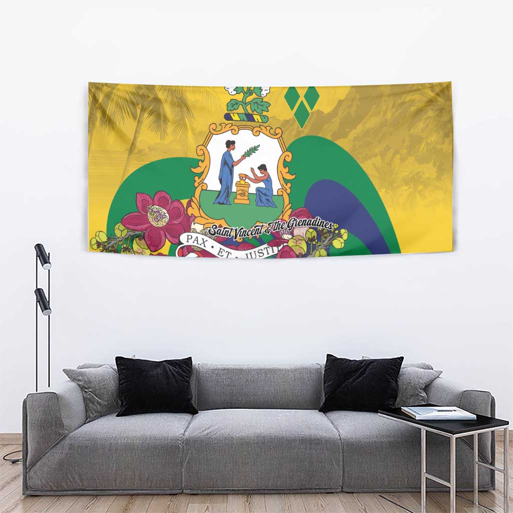 Saint Vincent and the Grenadines Tapestry Cannonball Flower Tropical Style - Wonder Print Shop