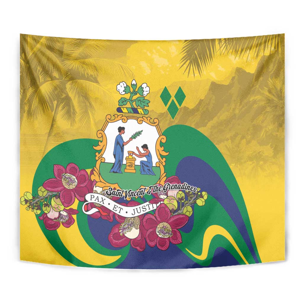 Saint Vincent and the Grenadines Tapestry Cannonball Flower Tropical Style - Wonder Print Shop