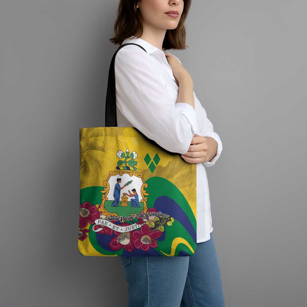 Saint Vincent and the Grenadines Tote Bag Cannonball Flower Tropical Style - Wonder Print Shop