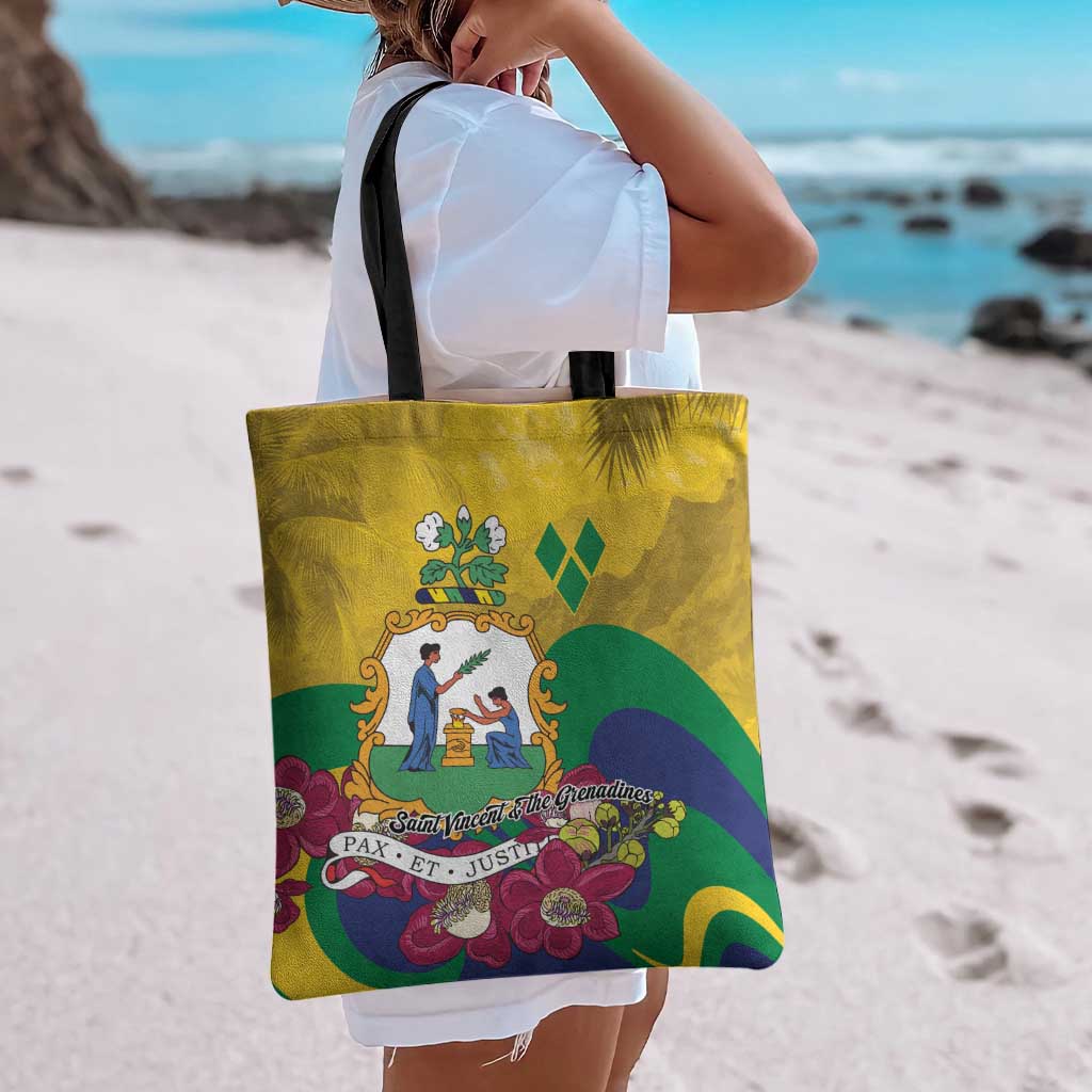 Saint Vincent and the Grenadines Tote Bag Cannonball Flower Tropical Style - Wonder Print Shop