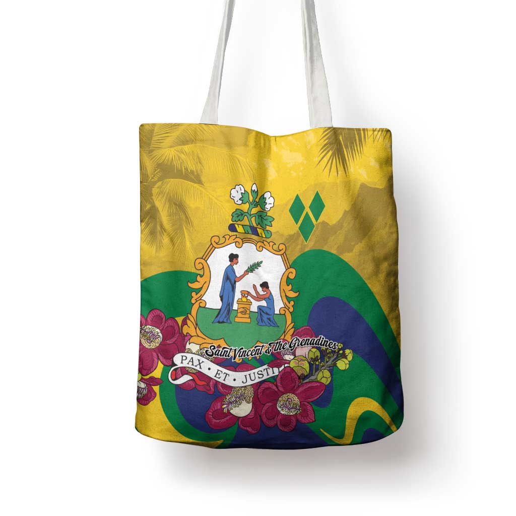 Saint Vincent and the Grenadines Tote Bag Cannonball Flower Tropical Style - Wonder Print Shop