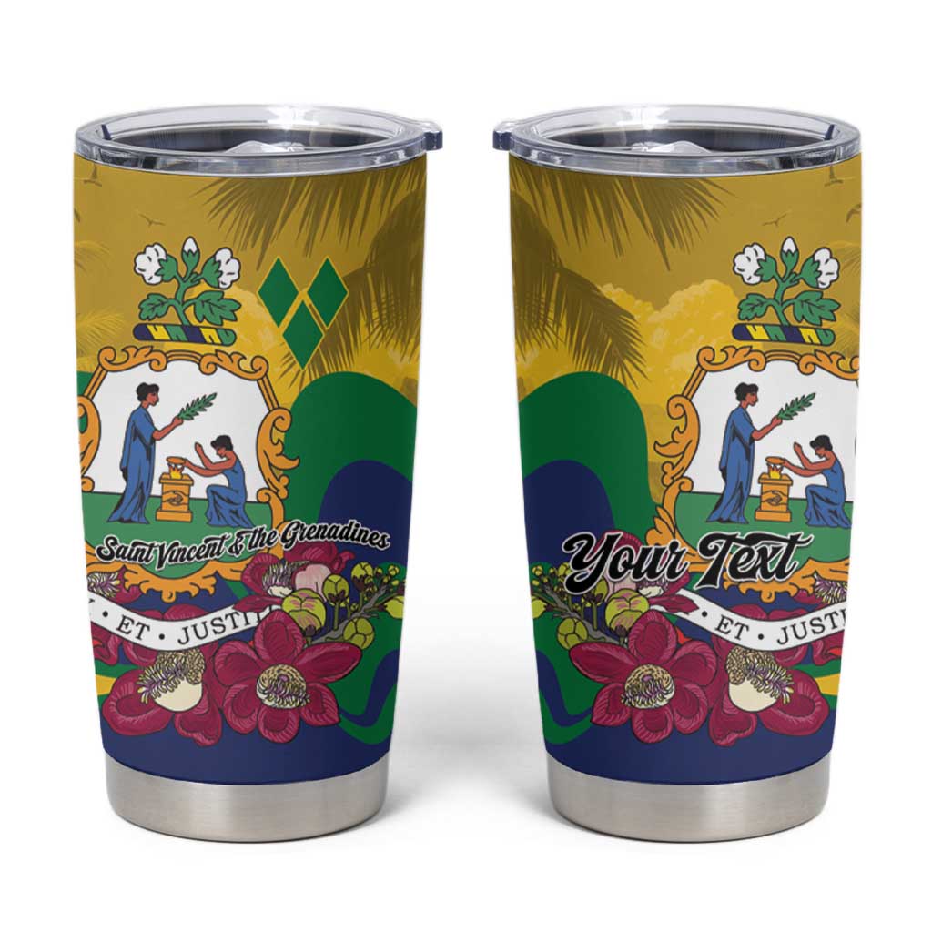 Personalized Saint Vincent and the Grenadines Tumbler Cup Cannonball Flower Tropical Style - Wonder Print Shop