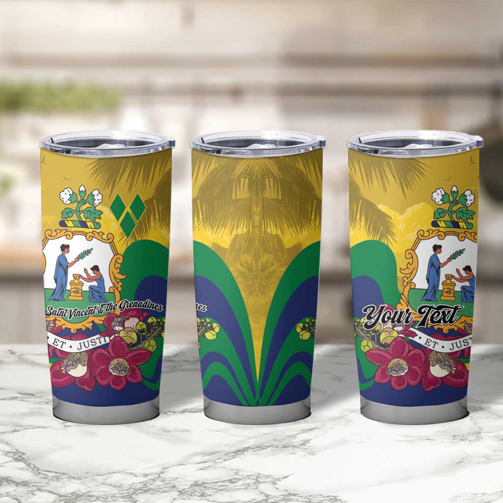 Personalized Saint Vincent and the Grenadines Tumbler Cup Cannonball Flower Tropical Style - Wonder Print Shop