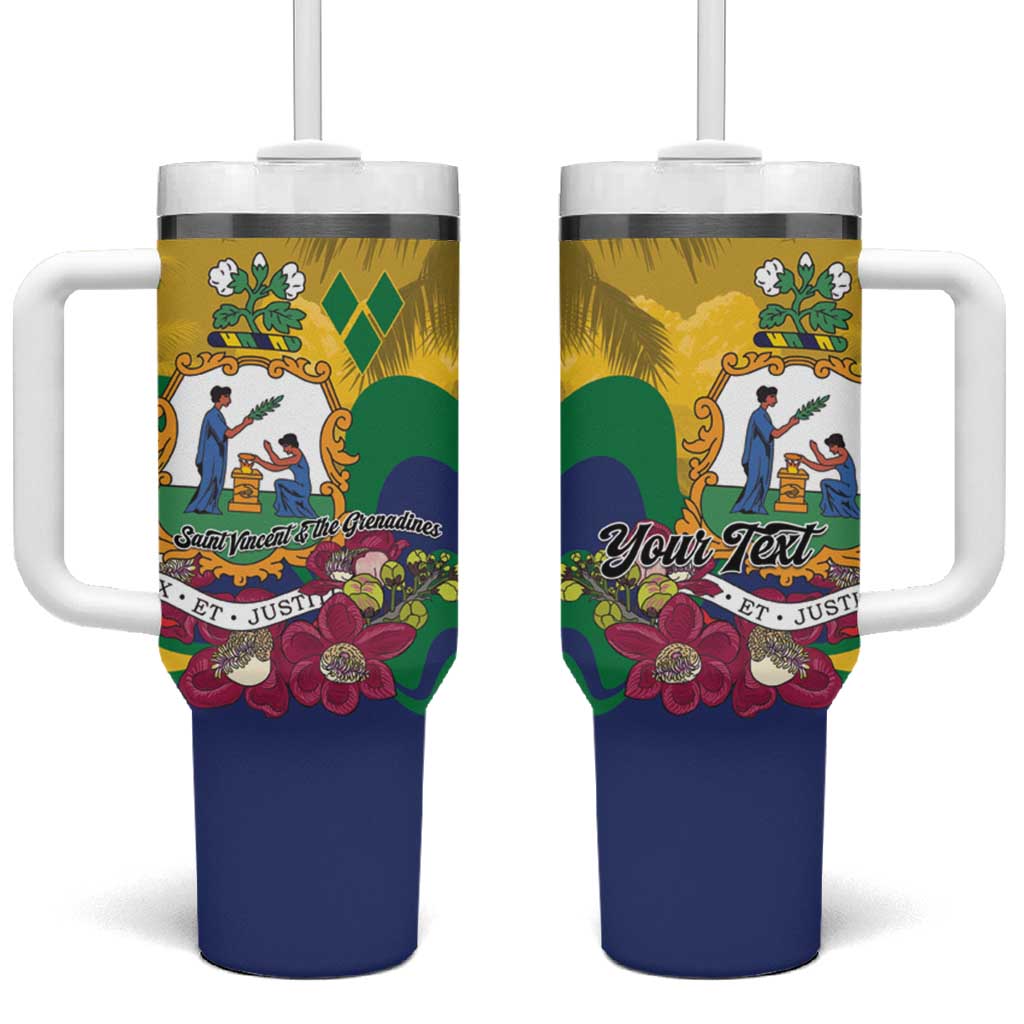 Personalized Saint Vincent and the Grenadines Tumbler With Handle Cannonball Flower Tropical Style - Wonder Print Shop