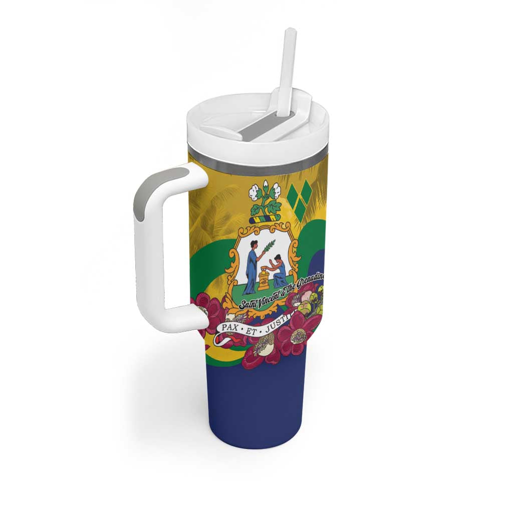 Personalized Saint Vincent and the Grenadines Tumbler With Handle Cannonball Flower Tropical Style - Wonder Print Shop