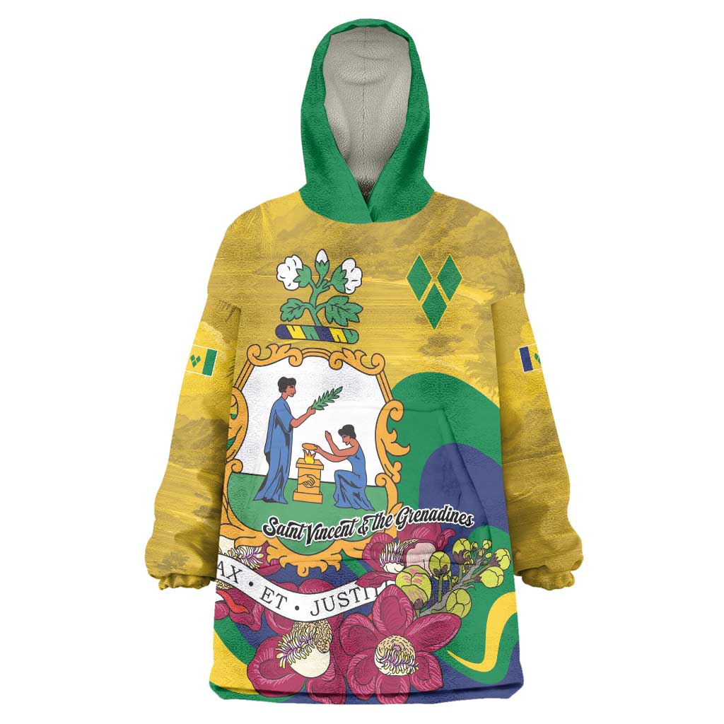 Personalized Saint Vincent and the Grenadines Wearable Blanket Hoodie Cannonball Flower Tropical Style - Wonder Print Shop