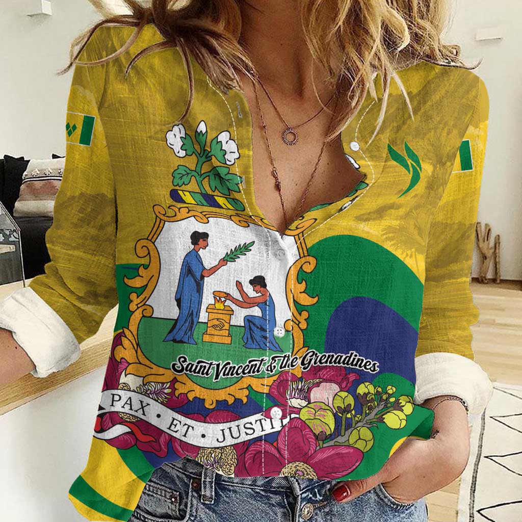 Personalized Saint Vincent and the Grenadines Women Casual Shirt Cannonball Flower Tropical Style - Wonder Print Shop