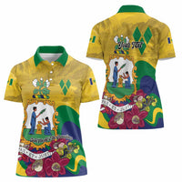 Personalized Saint Vincent and the Grenadines Women Polo Shirt Cannonball Flower Tropical Style - Wonder Print Shop