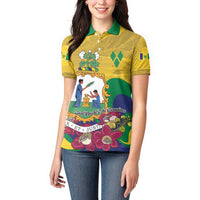 Personalized Saint Vincent and the Grenadines Women Polo Shirt Cannonball Flower Tropical Style - Wonder Print Shop