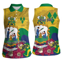 Personalized Saint Vincent and the Grenadines Women Sleeveless Polo Shirt Cannonball Flower Tropical Style - Wonder Print Shop
