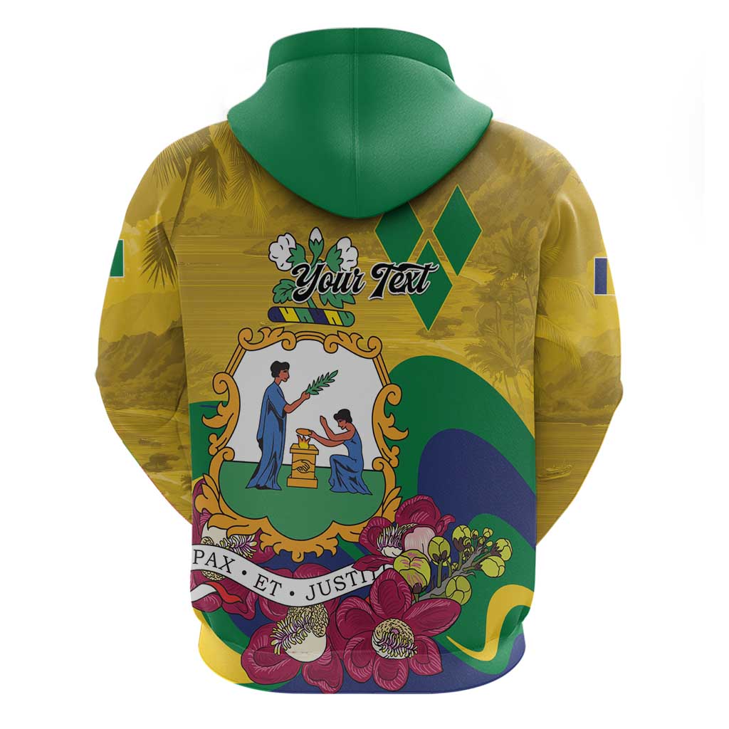 Personalized Saint Vincent and the Grenadines Zip Hoodie Cannonball Flower Tropical Style - Wonder Print Shop
