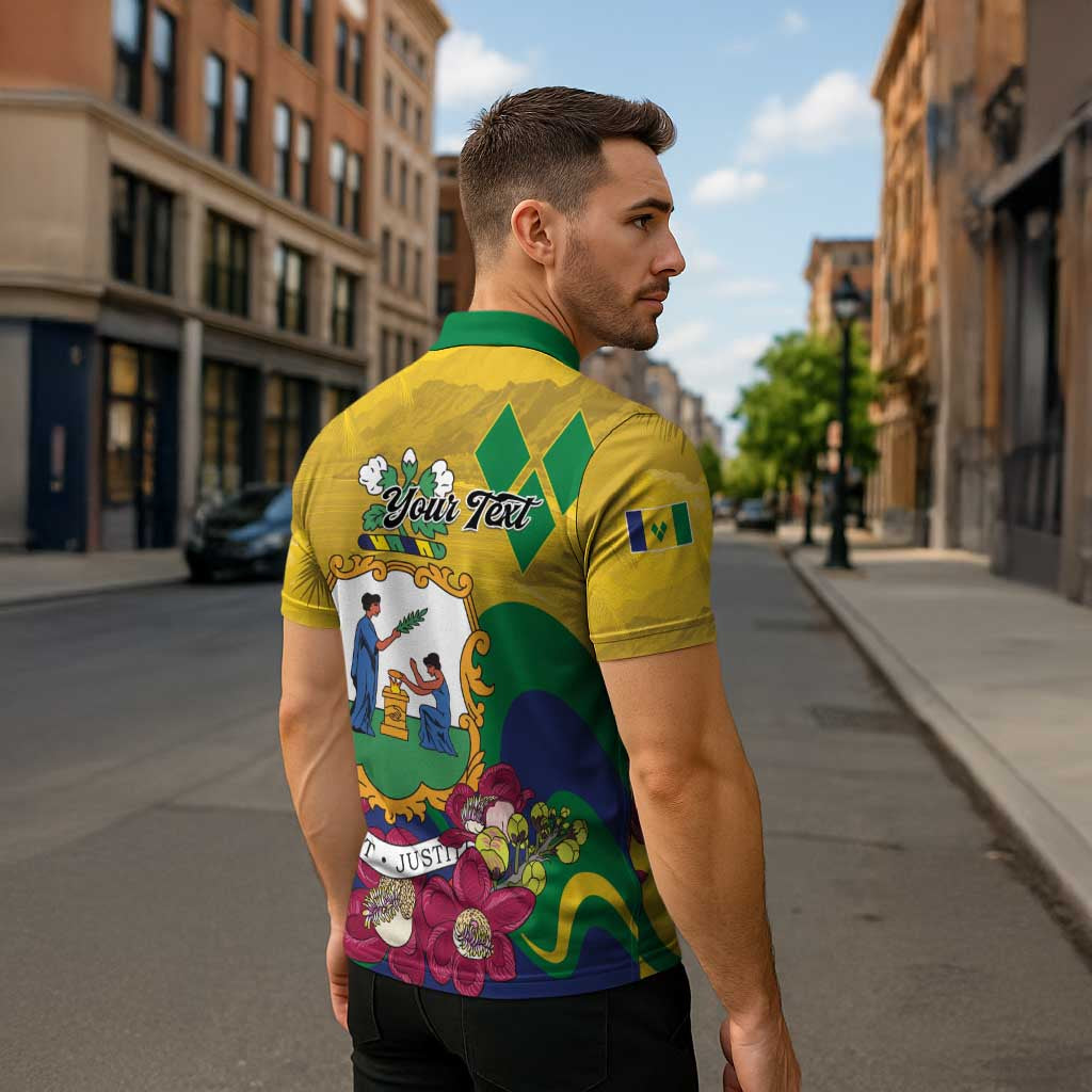 Personalized Saint Vincent and the Grenadines Zipper Polo Shirt Cannonball Flower Tropical Style - Wonder Print Shop