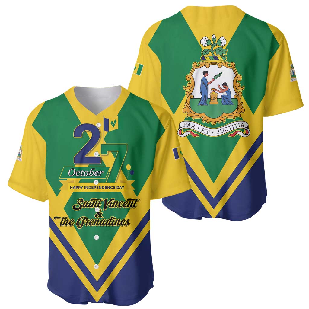 Saint Vincent and the Grenadines Independence Day Baseball Jersey Simple Style - Wonder Print Shop