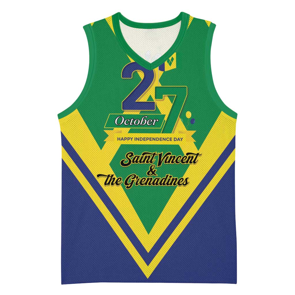 Saint Vincent and the Grenadines Independence Day Basketball Jersey Simple Style - Wonder Print Shop