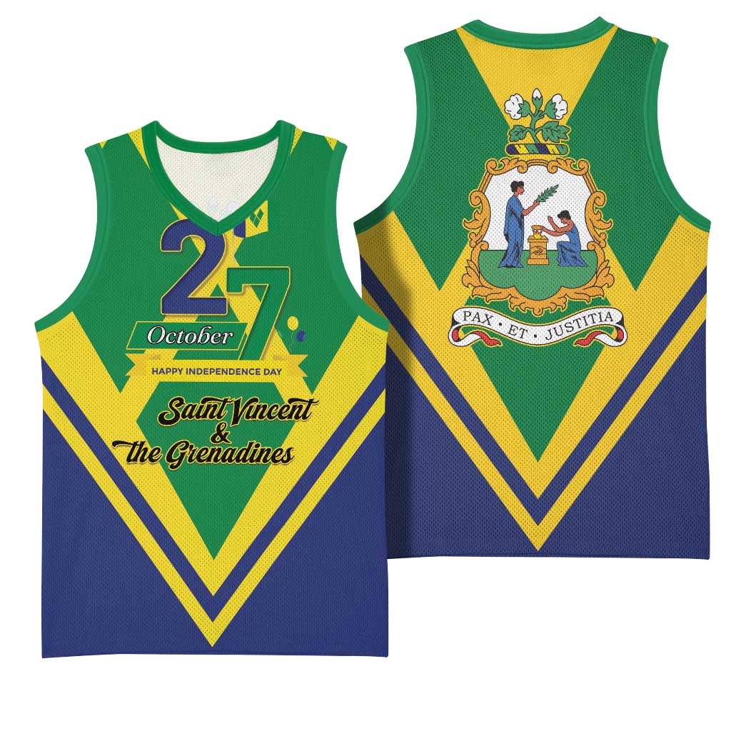 Saint Vincent and the Grenadines Independence Day Basketball Jersey Simple Style - Wonder Print Shop