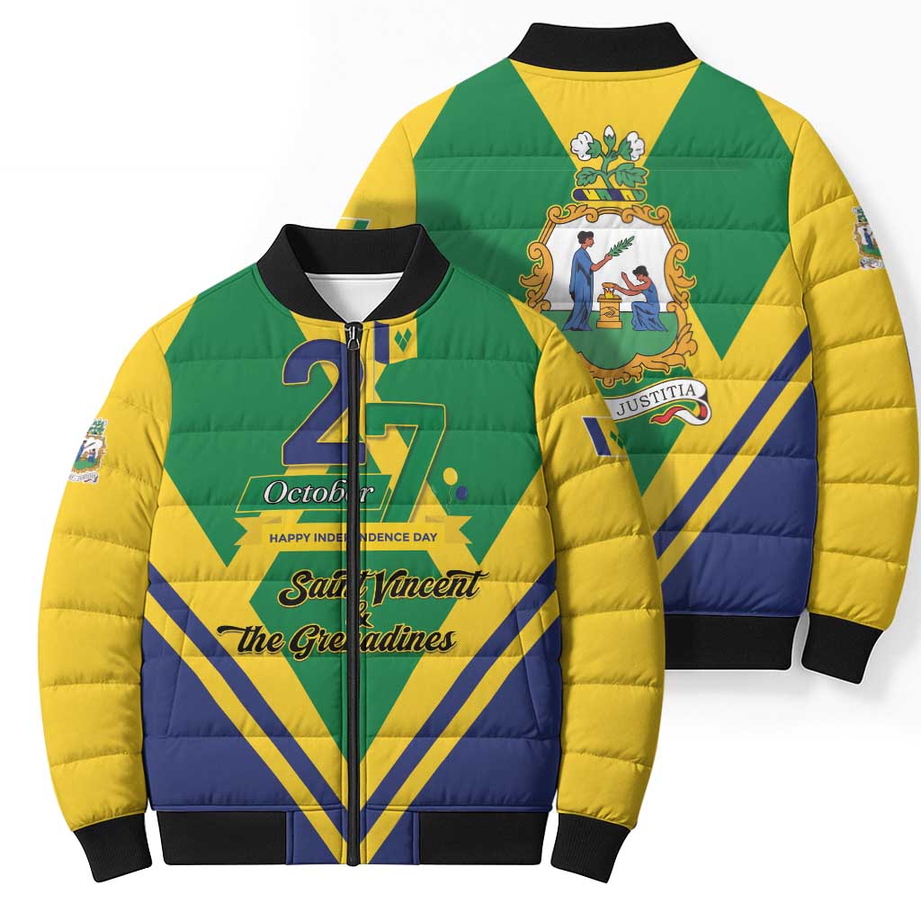 Saint Vincent and the Grenadines Independence Day Bomber Puffer Jacket Simple Style - Wonder Print Shop